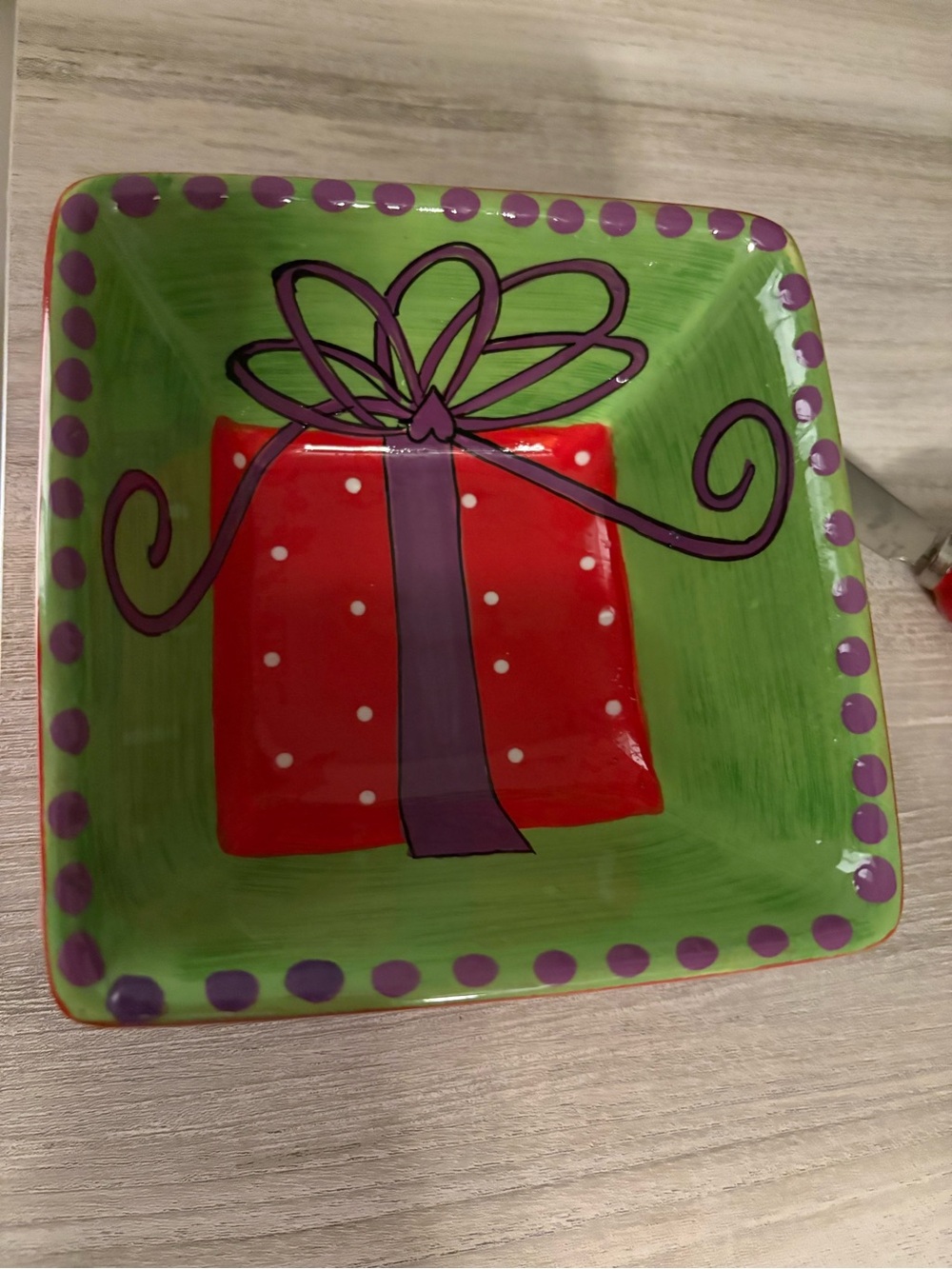 MSC Mainstreet Collection 90s Hand Painted Ceramic Christmas Serving Red Gift